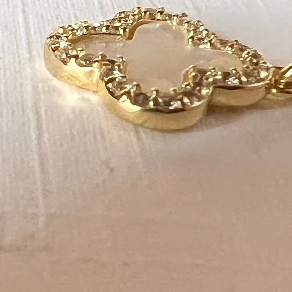 Rachel Zoe 14k Gold Plated Clover Pendant Necklace with CZs - Picture 3 of 7